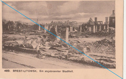 Ansichtskarte Weißrussland Brest Litowsk Ein Abgebrannter Stadtteil Feldpost WK 1 1916 - Belarus