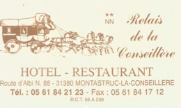 F142 / Carte Publicitaire De Visite PUB Advertising Card / RESTAURANT Relais De La Conseillère MONTASTRUC-LA-CONSEILLERE - Montastruc-la-Conseillère