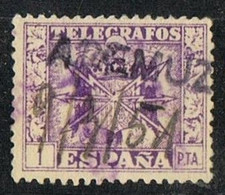 Sello  1 Pts Telegrafos ESPAÑA 1951, Lineal Telegrafico ADEMUZ (Valencia) º - Télégraphe