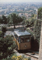 012612 "FUNICOLARE DI BERGAMO-CABINA 2 IN ARRIVO A MONTE E PANORAMA CITTA' - 1986"  CART NON SPED - Kabelbanen