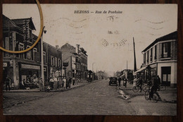 Delcampe - CPA Ak 1906 BEZONS Rue De Pontoise Timbre Rouget De Lisle Voyagée Animée Cover Rare Sous Cet Angle ! - Bezons