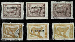 LOT 25 ARGENTINA 1959  LLAMA PUMA FELINES LION, USED AND OFFICIAL STAMPS - Other & Unclassified