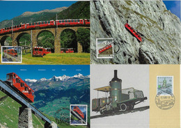 Switzerland 1983 2014 4 Maximum Card Transport Train Locomotive Railroad Railway - Treinen