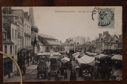 CPA Ak 1906 GRANDVILLIERS Jour De Marché Voyagée Animée Cover 60 Oise - Grandvilliers