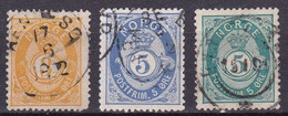 NO004A – NORVEGE - NORWAY – 1877-78 – POST HORN – SG # 52-84c-85d USED 75 € - Usados