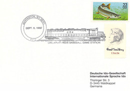 USA Card Huntungton, WV 1992 Cincinnati Reds Baseball Game Station W/Train - Can Be With Different Stamps (DD26-41) - Brieven En Documenten