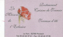 F143 / Carte Publicitaire De Visite PUB Advertising Card /  RESTAURANT La MAISON De L'ECLUSIER 82 MONTECH - Montech