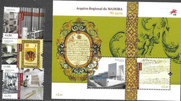 PORTUGAL, 2021, MNH, 90 YEARS OF THE MADEIRA REGIONAL ARCHIVE, ARCHITECTURE, 3v+S/SHEET - Andere