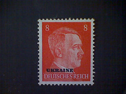 Russia, Scott #N46, Mint (*), 1941, Hitler Overprint Ukraine, 8pf, Red - 1941-43 Deutsche Besatzung