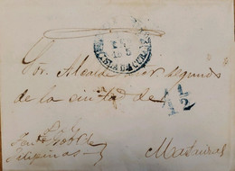 O) 1855 CUBA, CARIBBEAN, BAEZA CANCELLATION BLUE, 1 1/2 RATE, CIRCULATED TO MATANZAS - Préphilatélie