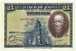 ESPAÑA - 25 Pesetas - 15.08.1928 - Pick 74.b - Serie D - Pedro Calderón De La Barca - Kingdom - 1-2-5-25 Pesetas