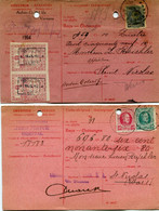 1922/23 2 X Ontvangkaarten Van Herstal En Herstal Met Zegels Albert I  - Met 5c Fiscale Zegels - Storia Postale
