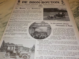 ANCIENNE PUBLICITE JOURNAL INDUSTRIEL AUTOMOBILE DE DION BOUTON 1908 - Voitures