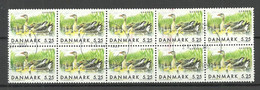 DENMARK Dänemark 1999 Einheimische Zugvögel Goose Graugans Bird Michel 1224 As 10-Block O NB! 1 Stamp Has A Margin Tear - Ganzen