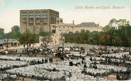 Cattle Market And Castle, Norwich (Valentine's)-And A Lot Of Sheep Visible In The Picture ! - Norwich