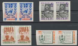LIBERIA 1955 10 Years United Nations (UN) Superb Set U/M VARIETIES: IMPERFORATED - Liberia