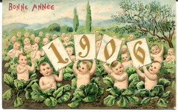 CPA - Carte Postale - Fantaisie -  Carte En Relief - Bonne Année - Bébes Dans Les Choux ( MO17911) - Bebes