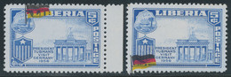 LIBERIA 1958 President Tubmans Visit In Europe 5 C German Flag TWO U/M VARIETIES - Liberia