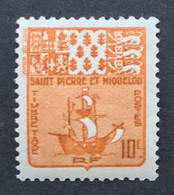 FRPMT67MNH - Tax Stamp Coats Of Arms And Fishing Boat - 10 C MNH - Saint-Pierre Et Miquelon - 1947 -  YT PM T67 - Neufs
