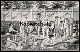 ALTE POSTKARTE GRUSS AUS DEM FAMILIENBADE ZU MARKKLEEBERG LEIPZIGS ERSTES FAMILIENBAD Leipzig Bad Bath Postcard - Markkleeberg