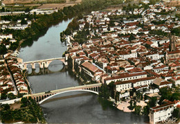 VILLENEUVE SUR LOT VUE AERIENNE SUR LE PONT VIEUX ET PONT NEUF - Villeneuve Sur Lot