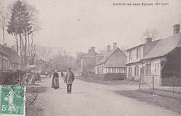 Canville Les Deux Eglises - Animée - Automobile - Circulée 1908 - Andere & Zonder Classificatie