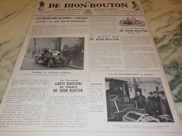 ANCIENNE PUBLICITE JOURNAL INDUSTRIEL AUTOMOBILE DE DION BOUTON 1910 - Voitures