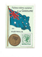 Chromo Australie Autralia Flag Stamp Coin 1900 +/- 70 X 45 Mm Voir 2 Scans TB Pub: Termonde RRR - Menier