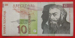 X1- 10 Tolarjev, Tolar 1992. Slovenia - Ten Tolarjev, Primoz Trubar, Circulated Banknote - Slovénie