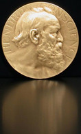 Médaille De Table En Laiton - Finition: Bronze Patiné - Hendrik Conscience (Ø70mm) - Création : Alphonse Mauquoy (Bel) - Autres & Non Classés