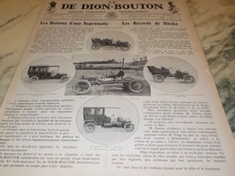 ANCIENNE PUBLICITE JOURNAL INDUSTRIEL AUTOMOBILE DE DION BOUTON 1908 - Voitures