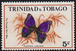 Trinidad & Tobago 1972 MNH Sc #211 5c The Purple Mort Bleu Butterflies - Trinité & Tobago (1962-...)