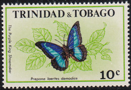 Trinidad & Tobago 1972 MNH Sc #213 10c The Purple King Shoemaker Butterflies - Trinité & Tobago (1962-...)
