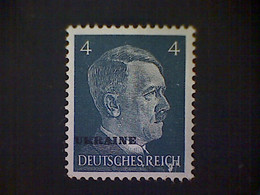 Russia, Scott #N43, Mint (*), 1941, Hitler Overprint Ukraine, 4pf, Slate - 1941-43 Bezetting: Duitsland