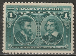 Canada 1908 Sc 97i Mi 85 Yt 86 MH* Hairlines On Left Disturbed Gum - Unused Stamps