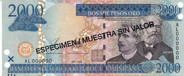 Dominican Republic 2000 Pesos 2003 SPECIMEN UNC P-174s2 "free Shipping Via Registered Air Mail" - Dominicaine