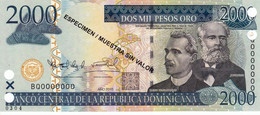 Dominican Republic 2000 Pesos 2010 SPECIMEN UNC P-181s3 "free Shipping Via Registered Air Mail" - Dominikanische Rep.