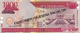 Dominican Republic 1000 Pesos 2002 SPECIMEN UNC P-173s1 "free Shipping Via Registered Air Mail" - Dominicana