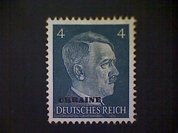 Russia, Scott #N43, Mint (*), 1941, Hitler Overprint Ukraine, 4pf, Slate - 1941-43 Occupazione Tedesca