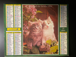 CALENDRIER - ALMANACH Du FACTEUR 1996  - SEINE ET MARNE - CHIENS Et CHATS - Grand Format : 1991-00