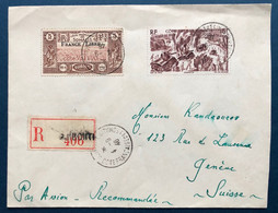 France Colonies Françaises Lettre Recommandée Cote Des Somalis Timbres France Libre + PA Obl Djibouti Pour Geneve - Covers & Documents