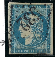 FRANCE CLASSIQUE: Le Y&T 44A (type I, R1), Ni Pli Ni Aminci, Obl. GC 532 (Bordeaux), Très Forte Cote, Var. Cadre O Brisé - 1870 Bordeaux Printing