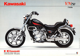 09861 "KAWASAKI VN750 TWIN"  VOLANTINO ILLUSTRATO ORIGINALE - Motos