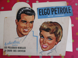 Maquette à La Gouache D'un Présentoir De Vitrine. Elgo Pétrole (pellicules, Chutes Des Cheveux). L. Dejoie, Paris 1950 - Placas De Cartón