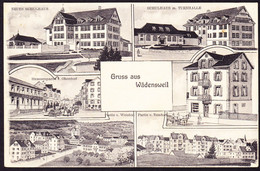 1909 Gelaufene Künstler AK: Gruss Aus Wädenswil. 6 Bildrig. Mit Neuem Und Altem Schulhaus, - Wädenswil