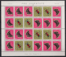 Suisse - 1953 - N°Yv. 541 + 542 - Feuillet - Papillon / Butterfly - Neuf * / MH VF - Papillons