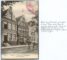 C.V. D'YPRES (maisons Des Corporations) Avec Cachet Dc Rouge (centre Déesse Assise) De L'Armée De Belgique - Pour Les Tr - Zone Non Occupée