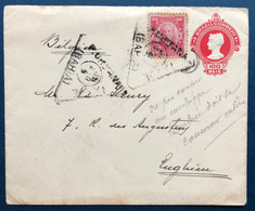 Bresil Entier Lettre 100 Reis Rouge + Complement Oblitéré Cachet Triangulaire De Bahia "P.urbana Tarde"  TTB - Postal Stationery