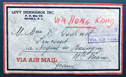 Philippines Lettre Par Avion De Manilles N°248 & 254 X4 Dateur De Manilles Pour Lincourt En France Par Hong Kong TTB - Philippines