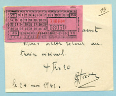 3 Billets De Tram (aller/retour) Avec Frais Déplacement 1941 - Europe